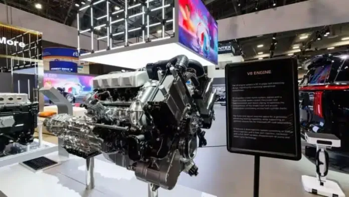 Китайската компания GWM представи 4-литровия V8 двигател на CES 2026 Китайската компания GWM представи 4-литровия V8 двигател на CES 2026 в САЩ